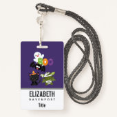 かわいいハロウィーン猫、こうもり、ママ&幽霊 バッジ (裏面ランヤード)