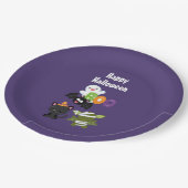 かわいいハロウィーン猫、こうもり、ママ&幽霊 ペーパープレート (アングル)