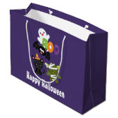 かわいいハロウィーン猫、こうもり、ママ&幽霊 ラージペーパーバッグ (裏面アングル)