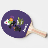 かわいいハロウィーン猫、こうもり、ママ&幽霊 卓球ラケット (横)