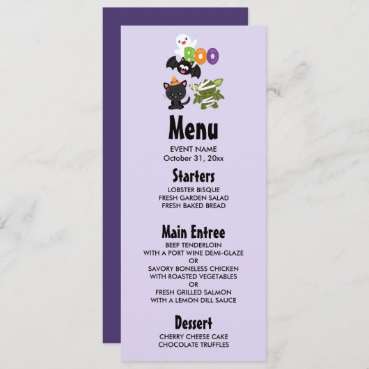 かわいいハロウィーン猫、こうもり、ママ&幽霊 招待状 (正面/裏面)