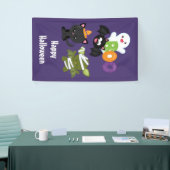 かわいいハロウィーン猫、こうもり、ママ&幽霊 横断幕 (トレードショー)