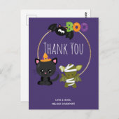 かわいいハロウィーン猫、こうもり&ミイラbooありがとう ポストカード (正面/裏面)