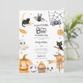 かわいいハロウィーン甘い小さなブーブベビーシャワー 招待状 (スタンド正面)