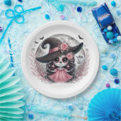 かわいいハロウィーン砂糖スカルウィッチシ幽霊のよく出るーン ペーパープレート (パーティー)