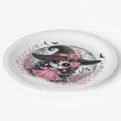 かわいいハロウィーン砂糖スカルウィッチシ幽霊のよく出るーン ペーパープレート (アングル)