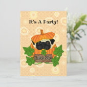 かわいいハロウィーン秋パグプキンパンプキンパッチ 招待状 (スタンド正面)