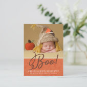 かわいいハロウィーン秋秋ベビー誕生写真 案内ポストカード (スタンド正面)