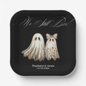 かわいいハロウィーン結婚をテーマにしたアニバーサリーケーキ ペーパープレート (正面)