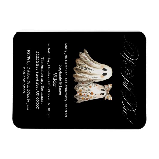 かわいいハロウィーン結婚をテーマにした記念日ディナー マグネット (横)