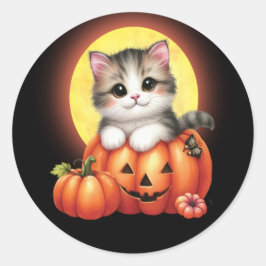 かわいいハロウィーン虎猫キッテンシール ラウンドシール