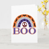 かわいいハロウィーン虹の怖いブースカルこうもりスパイダー カード (黄色い花)