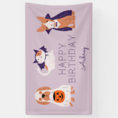 かわいいハロウィーン衣装ペット誕生パーティー 横断幕 (縦)
