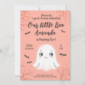 かわいいハロウィーン誕生日とかわいい幽霊&こうもり 招待状 (正面)