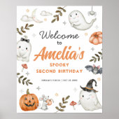 かわいいハロウィーン誕生日ウェルカムサイン ポスター (正面)