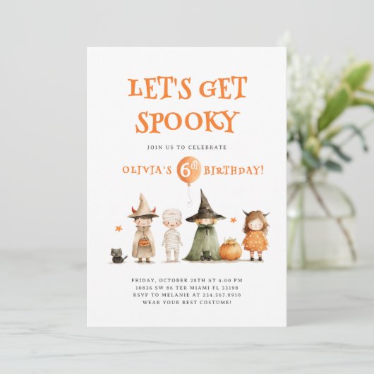 かわいいハロウィーン誕生日キッズパーティー 招待状 (スタンド正面)