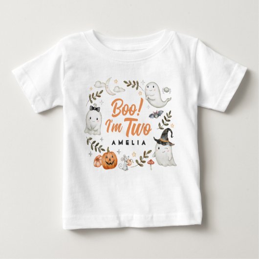 かわいいハロウィーン誕生日ブー！僕はベビーTシャツ二つ ベビーTシャツ (正面)