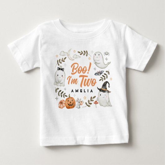 かわいいハロウィーン誕生日ブー!僕はベビーTシャツ二つ ベビーTシャツ (正面)
