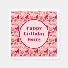 かわいいハロウィーン誕生日追加ガールズネームピンク スタンダードカクテルナプキン