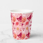 かわいいハロウィーン誕生日追加ガールズネームピンク 紙コップ (右)