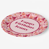 かわいいハロウィーン誕生日追加ネームピンクパステル ペーパープレート (アングル)