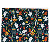 かわいいハロウィーン誕生日追加ネーム幽霊カボチャ ラージペーパーバッグ (裏面)