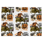 かわいいハロウィーン誕生日追加ネーム幽霊カボチャ ラージペーパーバッグ (裏面)