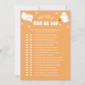 かわいいハロウィーン誰がママまたはパパベビーゲームそれを言った 招待状 (正面)