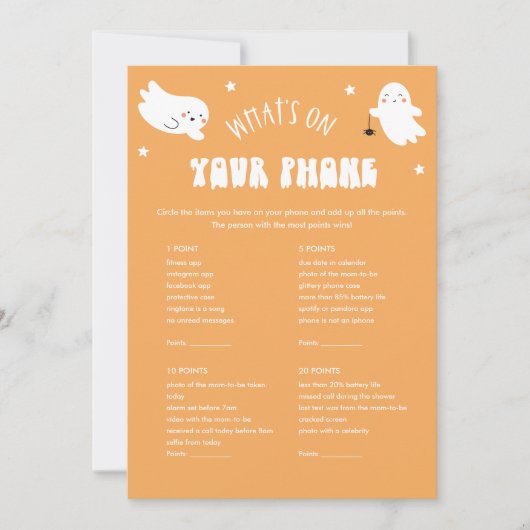 かわいいハロウィーン赤ちゃんシャワーあなたの電話の何 招待状 (正面)