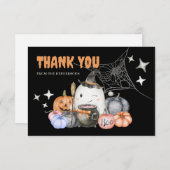 かわいいハロウィーン赤ちゃんシャワーパンプキンリトルブフラット サンキューカード (正面/裏面)