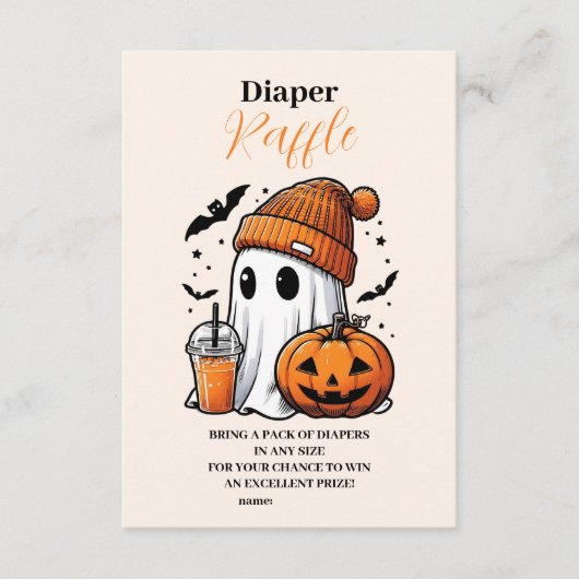 かわいいハロウィーン赤ちゃんシャワーラッフルおむつ エンクロージャーカード (正面)