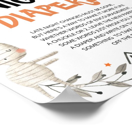 かわいいハロウィーン赤ちゃんシャワー深夜おむつサイン ポスター (角)