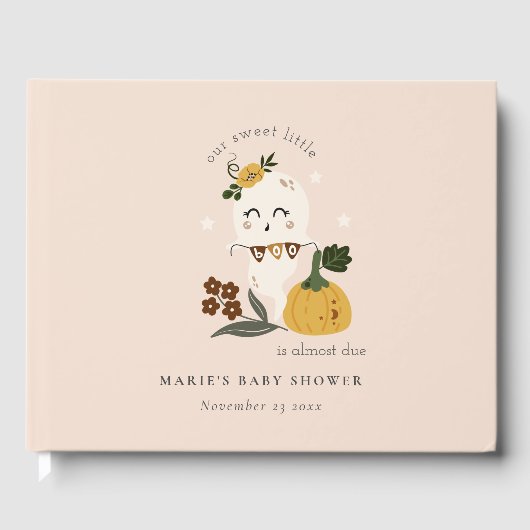 かわいいハロウィーン赤面幽霊リトルブベビーシャワー ゲストブック (正面)