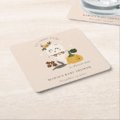 かわいいハロウィーン赤面幽霊リトルブベビーシャワー スクエアペーパーコースター (アングル)