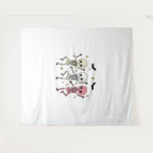 かわいいハロウィーン踊りスケルトン タペストリー (正面(横))