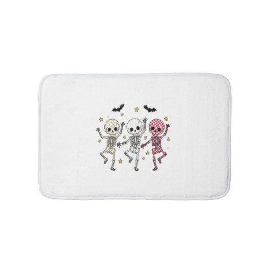 かわいいハロウィーン踊りスケルトン バスマット (正面)