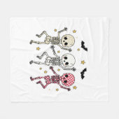 かわいいハロウィーン踊りスケルトン フリースブランケット (正面(横))