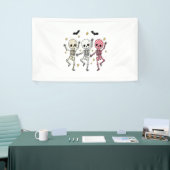 かわいいハロウィーン踊りスケルトン 横断幕 (トレードショー)