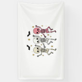 かわいいハロウィーン踊りスケルトン 横断幕 (縦)