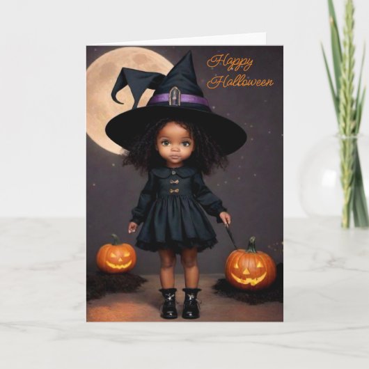 かわいいハロウィーン魔女グリーティングカード カード (正面)