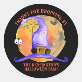 かわいいハロウィーン魔女ハットスパイダーウォーター感謝してい色 ラウンドシール