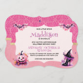 かわいいハロウィーン魔女バースデーパーティー 招待状 (正面/裏面)