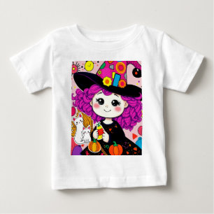 かわいいハロウィーン魔女マッチン不気味グスタイル! ベビーTシャツ