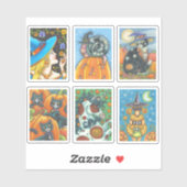 かわいいハロウィーン魔女犬ブラックキャットユニコーン&カタツムリ シール (シート)