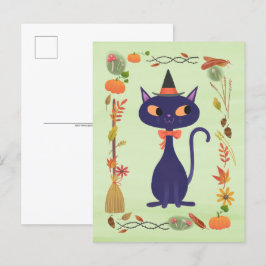 かわいいハロウィーン魔猫 ポストカード