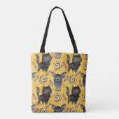 かわいいハロウィーン黒猫とこうもり トートバッグ (裏面)