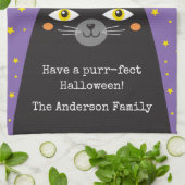 かわいいハロウィーン黒猫 キッチンタオル (折り畳み)