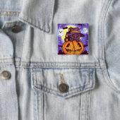 かわいいハロウィーン10月の魔女猫 缶バッジ (インサイチュ)