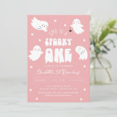 かわいいハロウィーン1stブデイ誕生日パーティーガール 招待状 (スタンド正面)