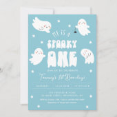 かわいいハロウィーン1stブデイ誕生日ボーイガール 招待状 (正面)